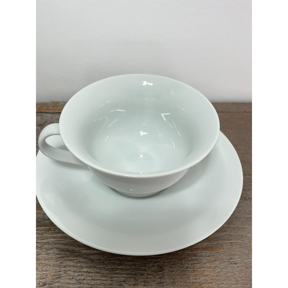 Pottery Barn P.B. White Porcelain Coffee Cup & Saucer Oven and Dishwasher Safe - Picture 5 of 8